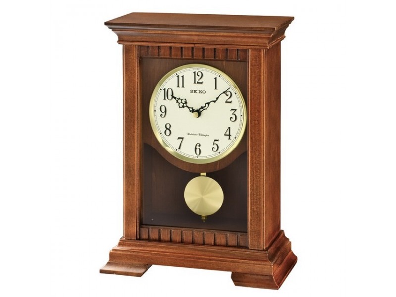 Seiko QXQ029B asztali óra - barna fa inga