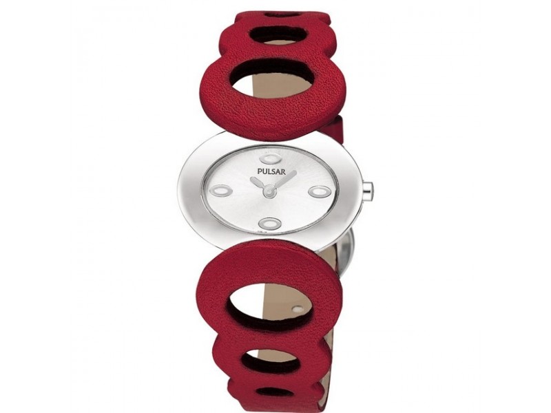 Pulsar PEG971X1 női piros bőr karóra, 28 mm
