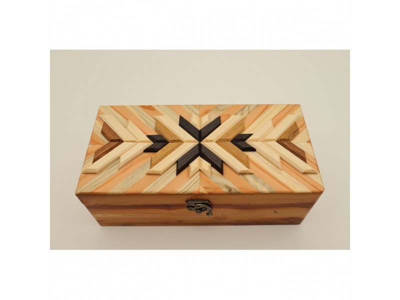 Mintás fa óratartó doboz 4 órához, puha belső