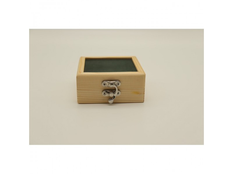 Sötétzöld mintás fa ékszertartó (10x10x5 cm)