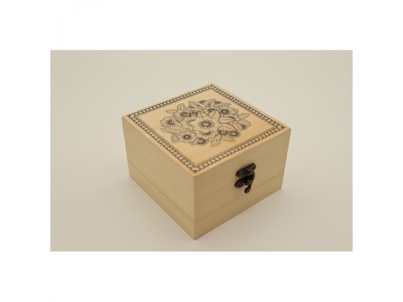 Fa óratartó doboz – 1 óra, puha belső, 14×14×9,5 cm