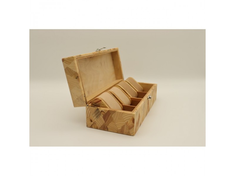 Mintás fa óratartó doboz 4 órához, puha belső