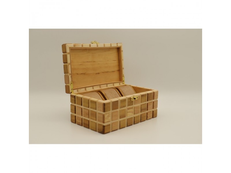 Mintás fa óratartó doboz 3 órához — puha bélés