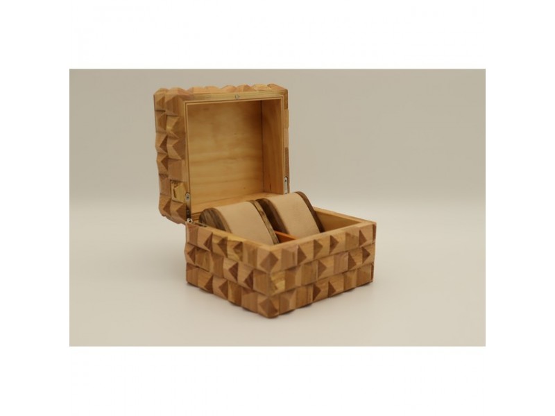 Mintás fa óratartó doboz 2 órához (16x14x11 cm)