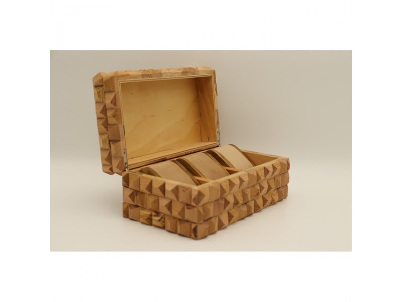 Mintás fa óratartó doboz 3 órához, puha bélés