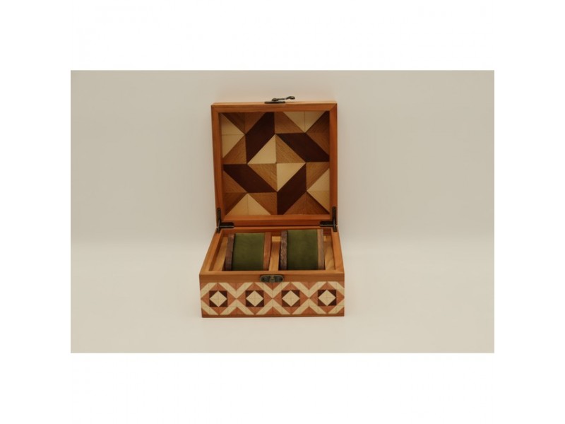 Mintás fa óratartó doboz 2 órához