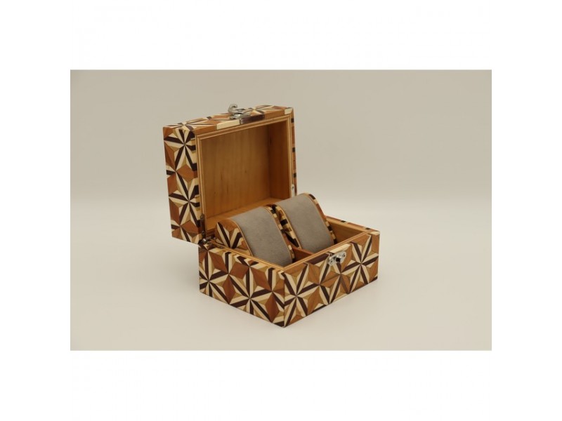 Egyedi mintás fa óratartó doboz (2 óra)