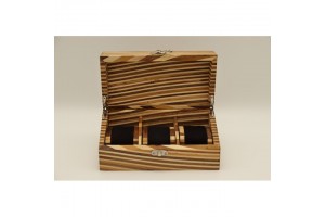 Mintás fa óratartó doboz 3 órához, puha belső