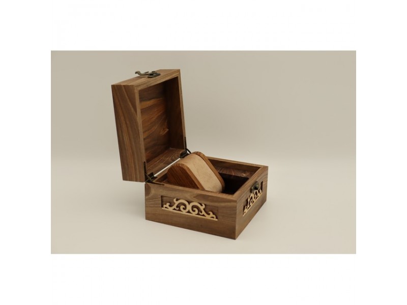 Mintás fa óratartó doboz — 1 óra, 13×13×9 cm