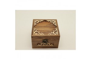 Mintás fa óratartó doboz — 1 óra, 13×13×9 cm