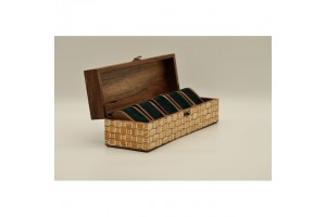 Mintás fa óratartó doboz 5 karórához