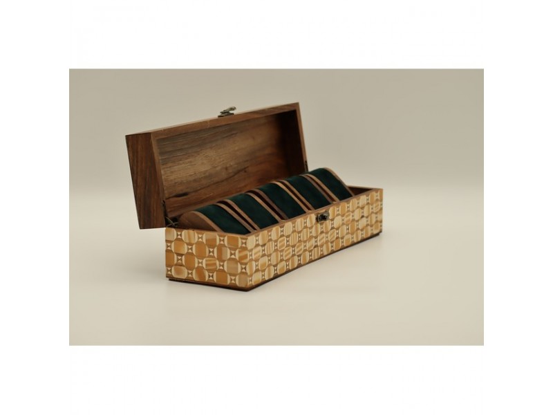 Mintás fa óratartó doboz 5 karórához