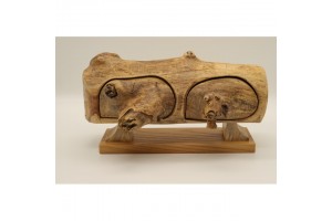 Fa óra tárolódoboz 2 rekesszel, puha belső