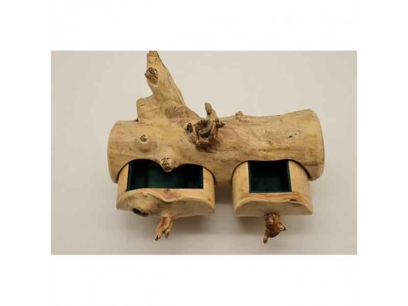 Fa tárolódoboz 2 rekesszel, puha belső