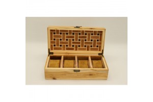 Mintás fa óratartó doboz 4 órához, puha belső