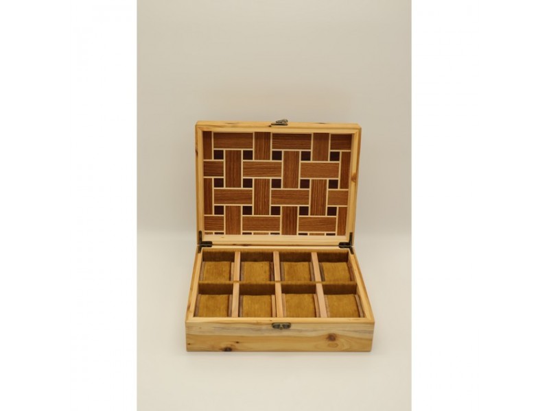 Mintás fa óratartó doboz 8 órához