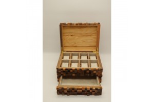 Mintás fa óratartó doboz 8 órához + 2 tároló