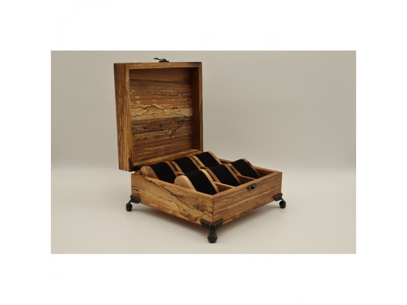 Mintás fa óratartó 6 karórához, puha belső