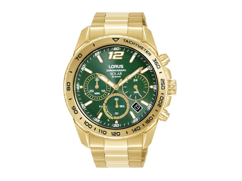 LORUS RZ514AX9 férfi solar karóra, sárga arany szíj