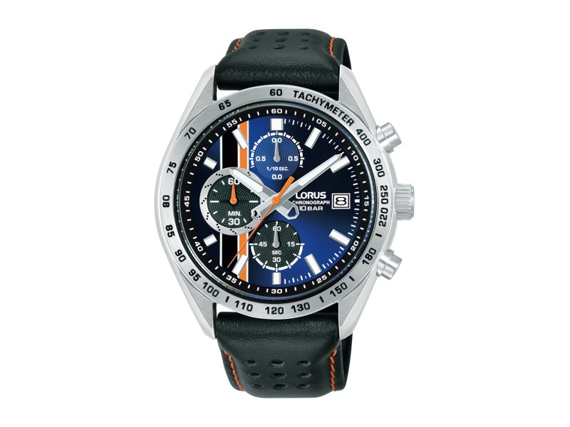 LORUS RM303KX9 férfi sport karóra, kerek 43 mm, bőr szíj