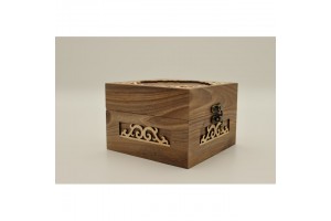 Mintás fa óratartó doboz — 1 óra, 13×13×9 cm