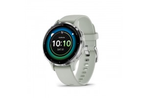 Garmin Venu 3S zsálya — ezüst keret, szilikon szíj