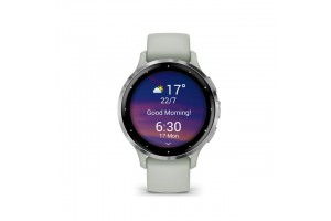 Garmin Venu 3S zsálya — ezüst keret, szilikon szíj