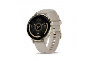Garmin Venu 3S — francia szürke/krémarany, szilikon szíj