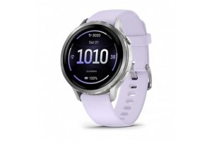 Garmin Venu 4 41 mm – ezüst tok, mályvaszínű szilikon szíj