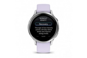 Garmin Venu 4 41 mm – ezüst tok, mályvaszínű szilikon szíj