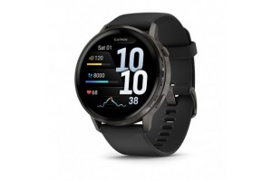 Garmin Venu 4 — sötétszürke, fekete szilikon szíj