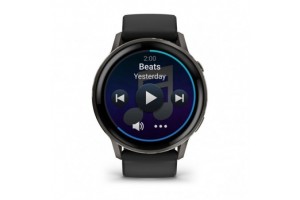 Garmin Venu 4 — sötétszürke, fekete szilikon szíj