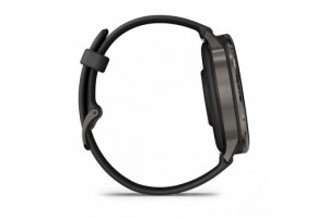 Garmin Venu 4 — sötétszürke, fekete szilikon szíj