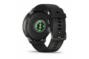 Garmin Venu 4 — sötétszürke, fekete szilikon szíj