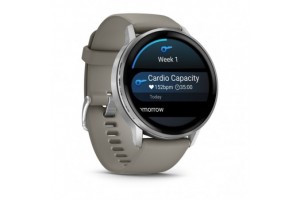 Garmin Venu 4 45 mm ezüst - szürke szilikon szíj