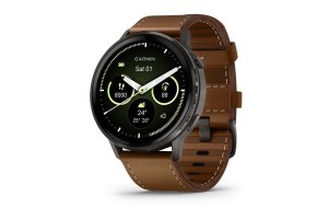 Garmin Venu 4 45 mm – sötétszürke, fekete szilikon és barna bőr