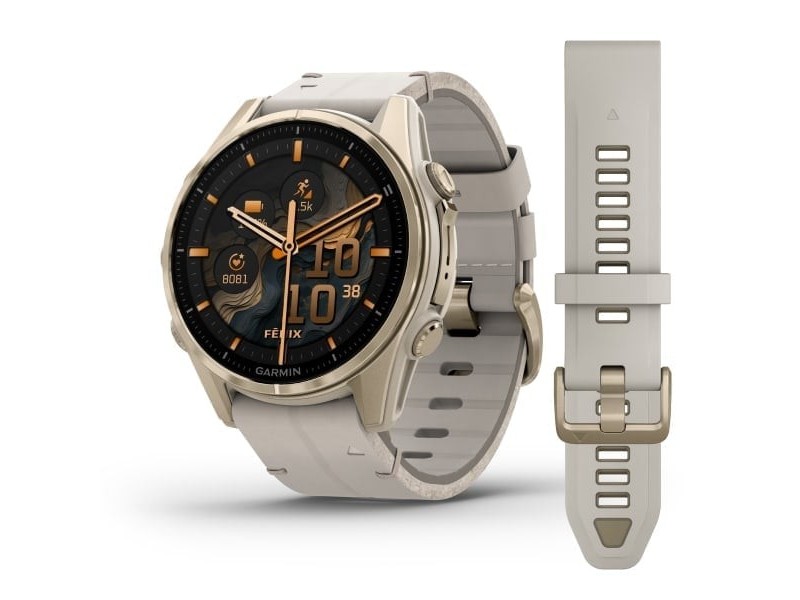 Garmin fēnix 8 43mm Sapphire titán, homokkő és szürke szíjak