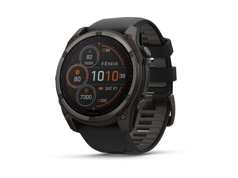 Garmin fēnix 8 Solar 51mm – DLC titán, fekete szilikon szíj