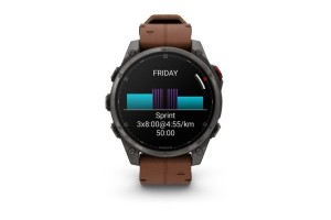 Garmin fenix 8 Pro 47mm — karbonszürke DLC titán barna bőrszíj