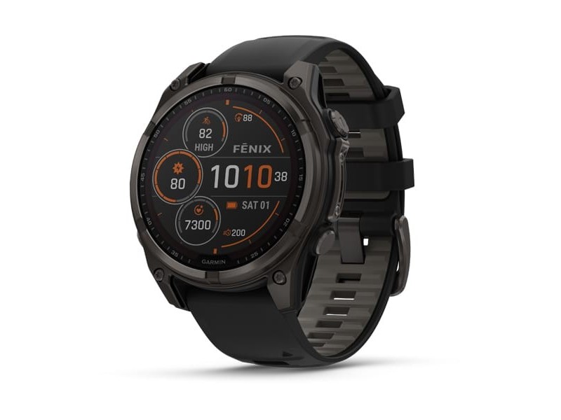 Garmin fēnix 8 47mm Solar – DLC titán, Sapphire, fekete szilikon szíj