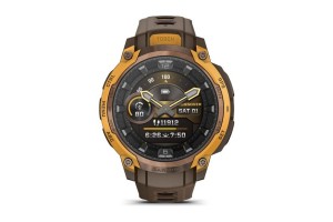 Garmin Instinct Crossover AMOLED bronz/sárga, barna szíj