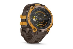 Garmin Instinct Crossover AMOLED bronz/sárga, barna szíj