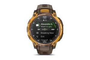 Garmin Instinct Crossover AMOLED bronz/sárga, barna szíj
