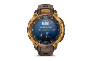 Garmin Instinct Crossover AMOLED bronz/sárga, barna szíj