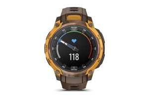 Garmin Instinct Crossover AMOLED bronz/sárga, barna szíj