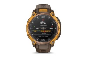 Garmin Instinct Crossover AMOLED bronz/sárga, barna szíj