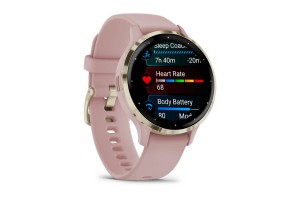Garmin Venu 3S rózsa krémarany okosóra szilikon szíjjal