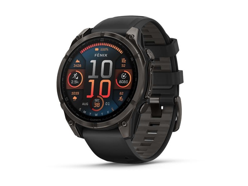 Garmin fēnix 8 47mm AMOLED Sapphire, DLC titán, fekete szíj