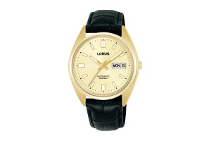 LORUS RL436CX9 férfi arany karóra, bőr szíj, 39 mm