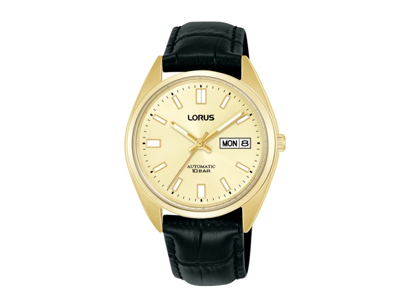 LORUS RL436CX9 férfi arany karóra, bőr szíj, 39 mm